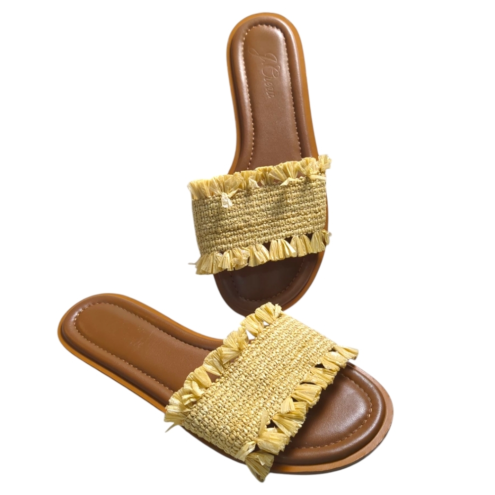 J Crew Woven Sorrento Sandals w/ Raffia Trim Sold Out! SZ 9